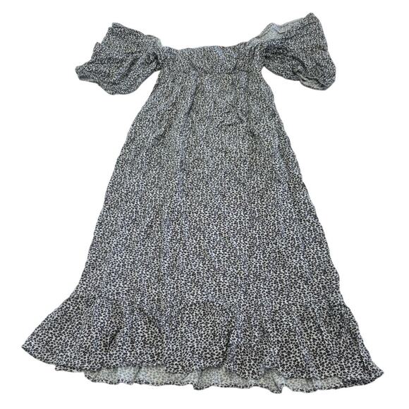 Slate &‎ Willow Dress Womens Small Black White Ditsy Floral Tie Front Midi - Picture 6 of 14